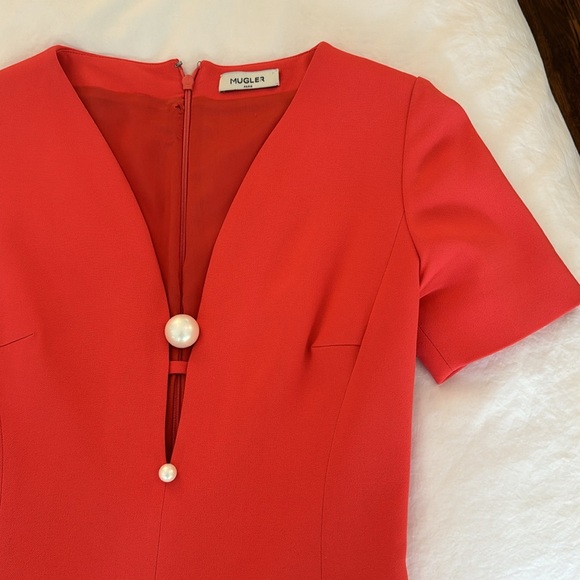 MUGLER pearl detailed fitted dress size 34 - Picture 5 of 11